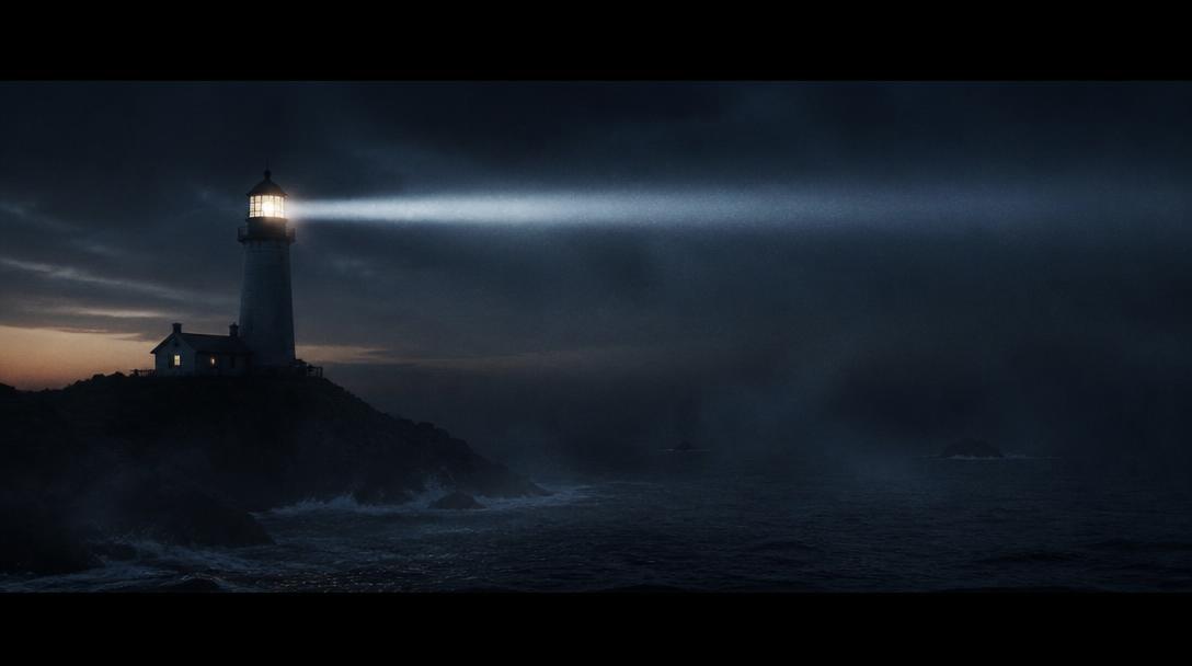 Illustrative lighthouse cinema frame